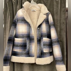 Plaid sherpa shacket